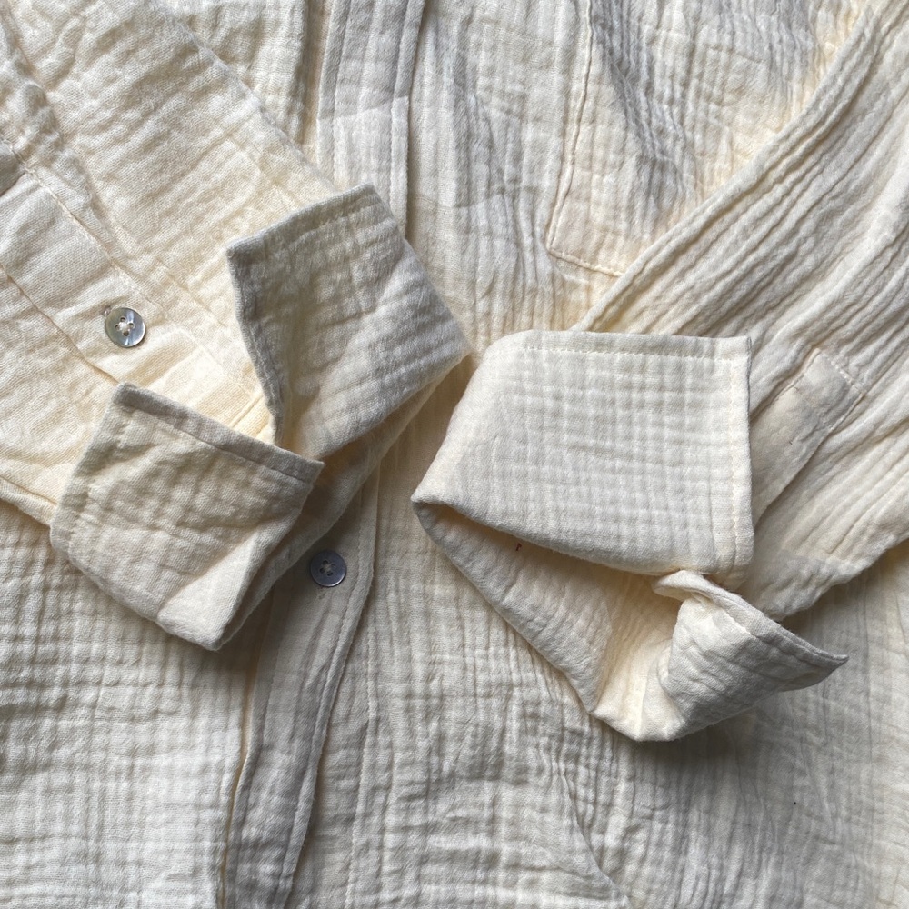 Magaschoni Cream Organic Cotton Textured Top - Picture 3 of 5